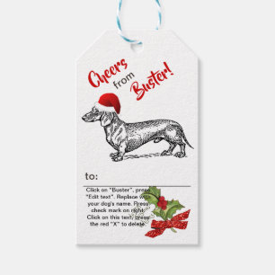 Dachshund Christmas Holly Snowflake Personalize Gift Tags