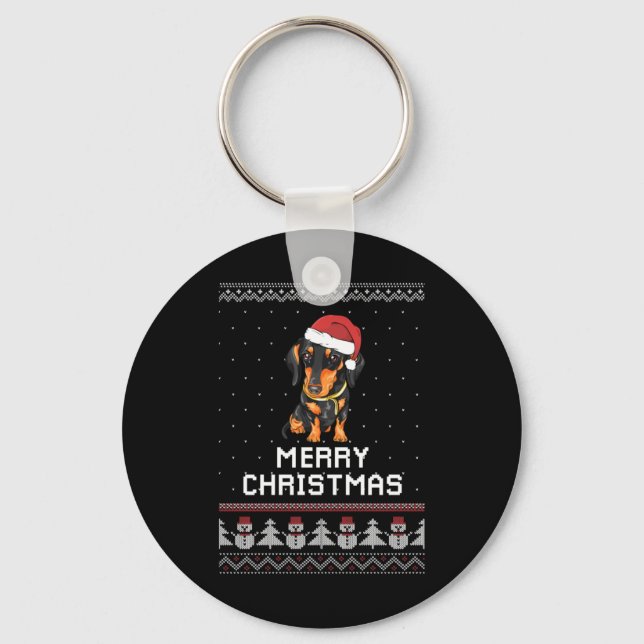 Dachshund Christmas Keychain (Front)