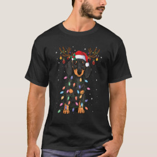 Dachshund Christmas Lights Reindeer Santa Dog   Xm T-Shirt