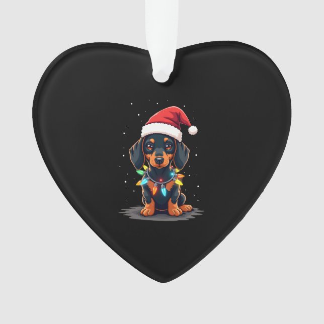 Dachshund Christmas Lights Santa Hat Xmas Dog Love (devant)