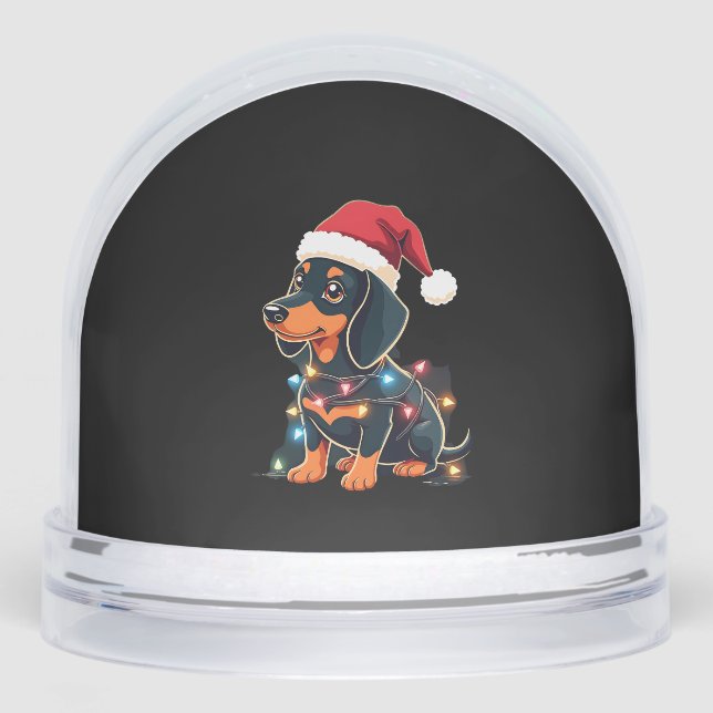 Dachshund Christmas Lights Santa Hat Xmas Dog Love (Avant)