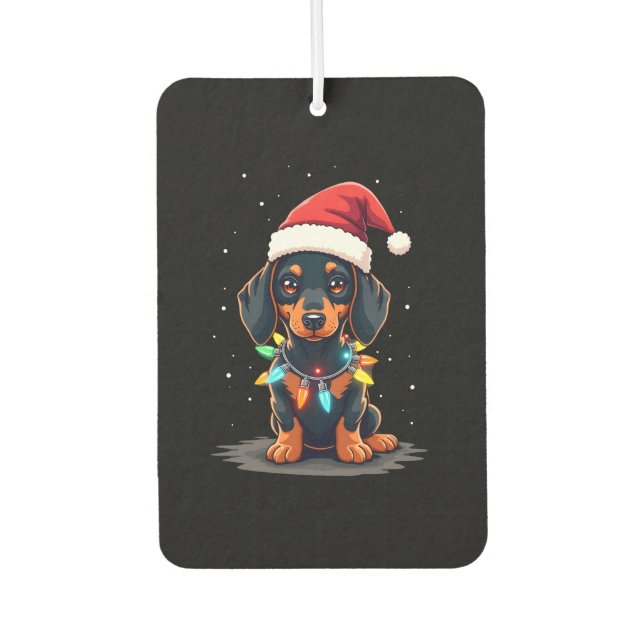 Dachshund Christmas Lights Santa Hat Xmas Dog Love Air Freshener (Front)