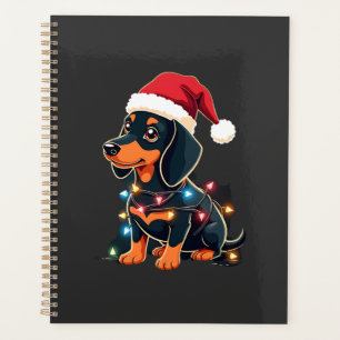 Dachshund Christmas Lights Santa Hat Xmas Dog Love Planner