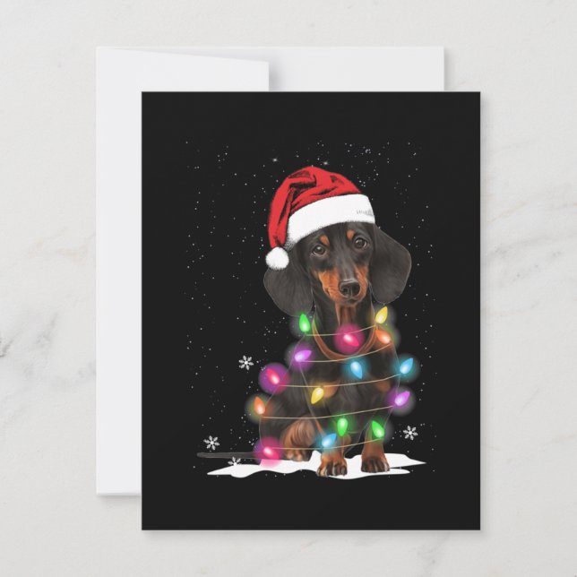 Dachshund Christmas Lights With Snow Thank You Card (Front)