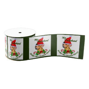 Dachshund Christmas Merry Grosgrain Ribbon