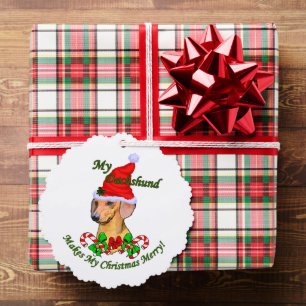 Dachshund Christmas Merry Ornament Card