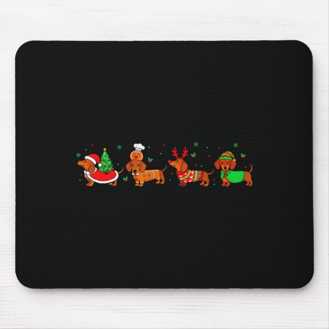 Dachshund Christmas Pajamas For Women Girlfriend D Mouse Pad (Front)