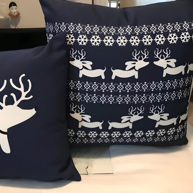 Dachshund Christmas Pillow Fair Isle Reindeer (Creator Uploaded)