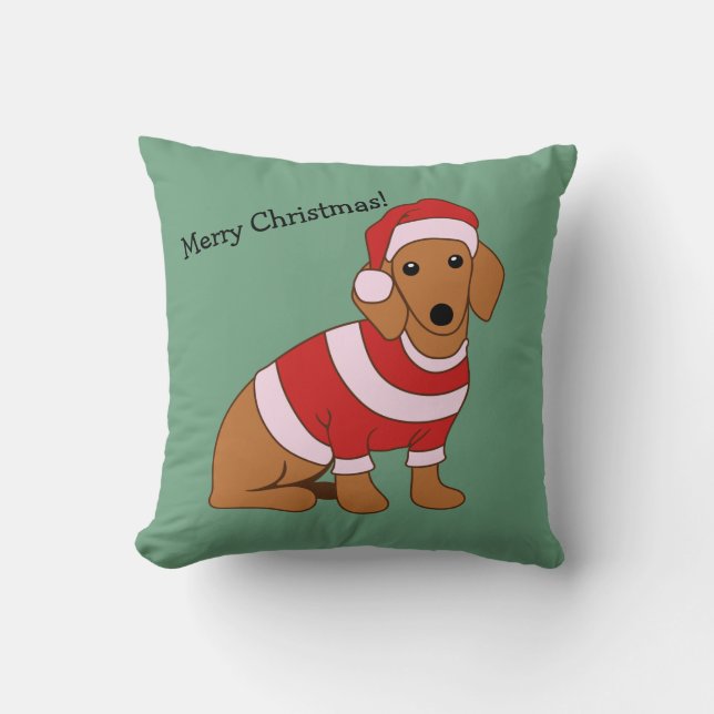 Dachshund Christmas Pillow Personalized (Front)
