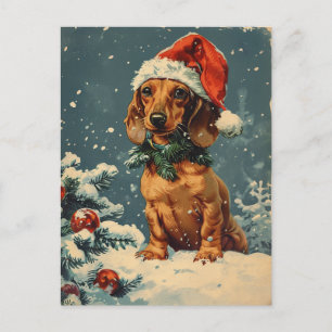 Dachshund Christmas Postcard