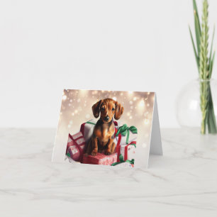 Dachshund Christmas Puppy Greeting Card