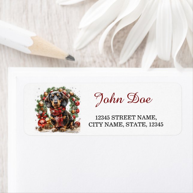 Dachshund Christmas Return Address (Insitu)