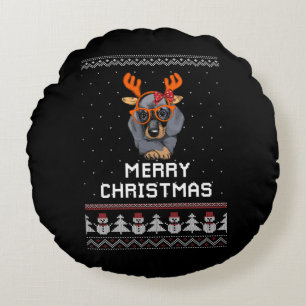 Dachshund Christmas Round Pillow