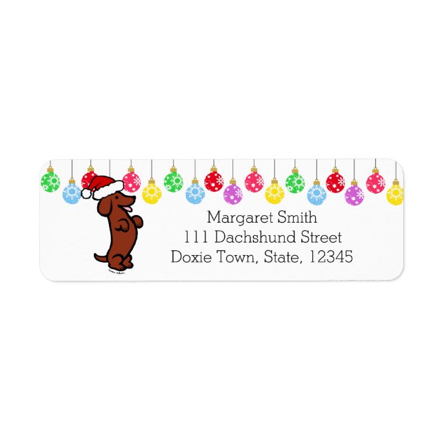 Dachshund Christmas Santa Hat Labels (Front)