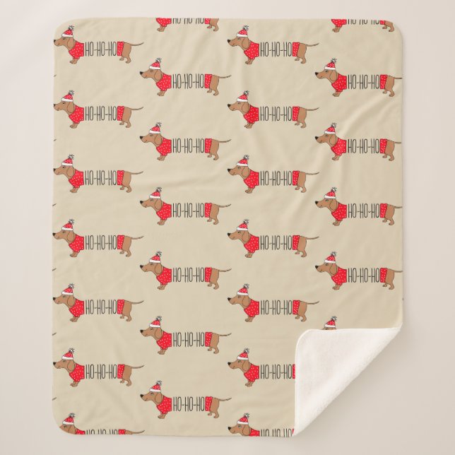 Dachshund Christmas Sherpa Fleece Blanket (Front)