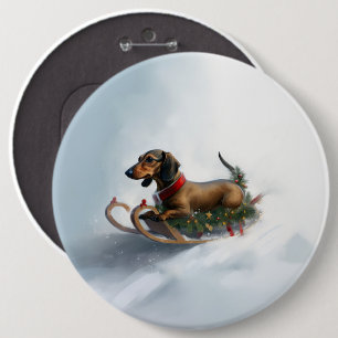 Dachshund Christmas snow winter 6 Inch Round Button