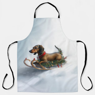 Dachshund Christmas snow winter Apron