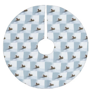 Dachshund Christmas snow winter Brushed Polyester Tree Skirt