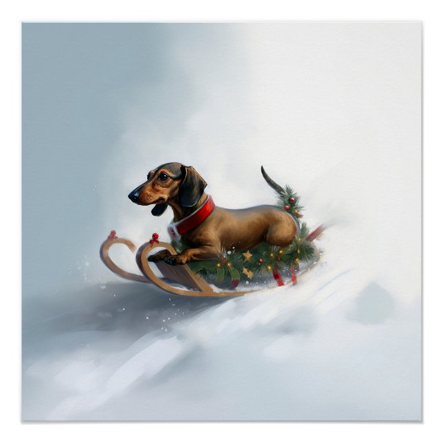 Dachshund Christmas snow winter Poster (Front)