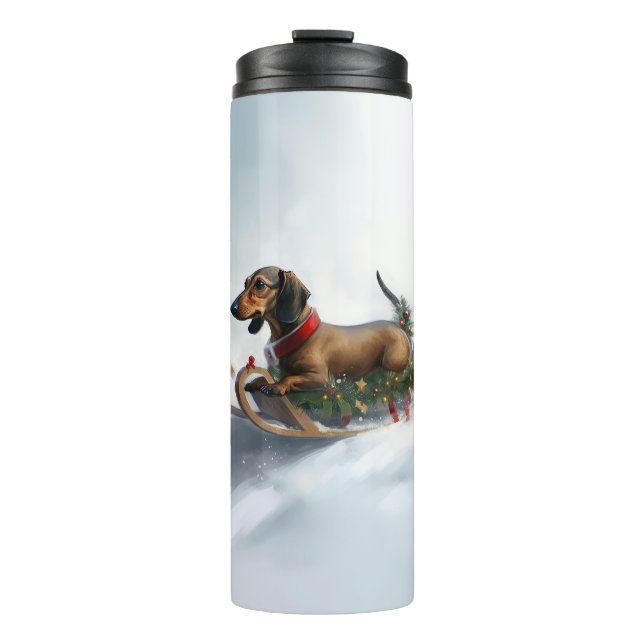 Dachshund Christmas snow winter Thermal Tumbler (Front)