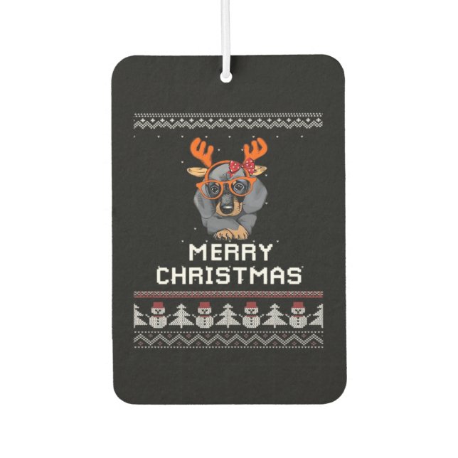 Dachshund Christmas Sweater Oversized T-Shirt Air Freshener (Front)