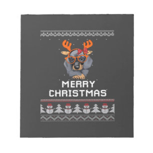 Dachshund Christmas Sweater Oversized T-Shirt Notepad