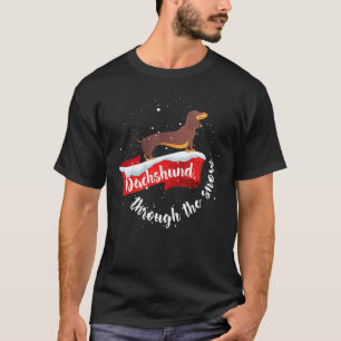 Dachshund Christmas Through the Snow Dog Lover Gif T-Shirt