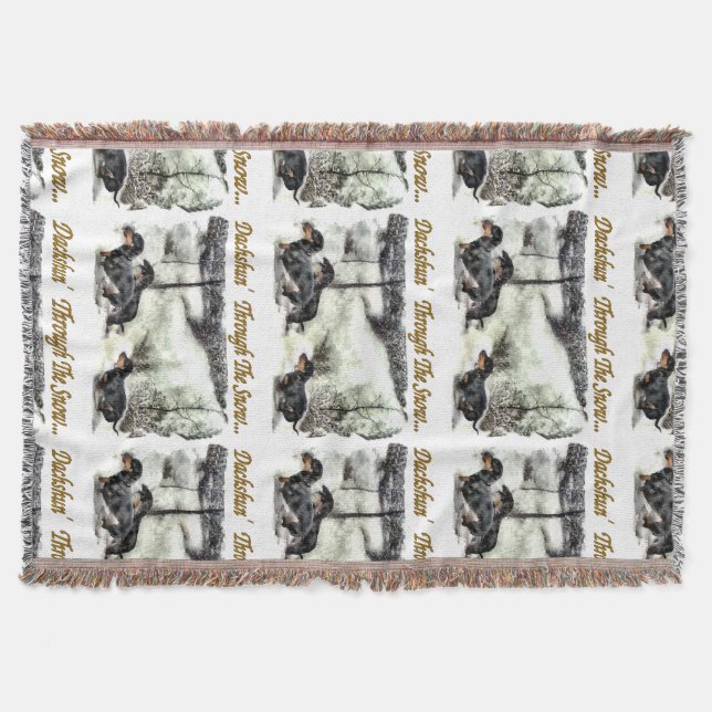 Dachshund Christmas Throw Blanket (Front)