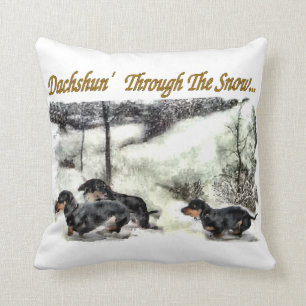 Dachshund Christmas Throw Pillow