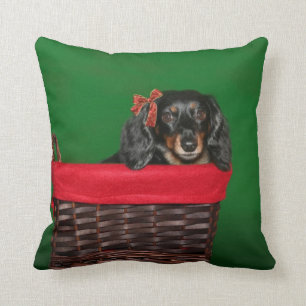 Dachshund Christmas Throw Pillow
