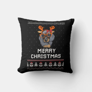 Dachshund Christmas Throw Pillow