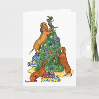 Dachshund Christmas Tree Card