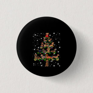 Dachshund Christmas Tree Covered By Flashlight 1 Inch Round Button