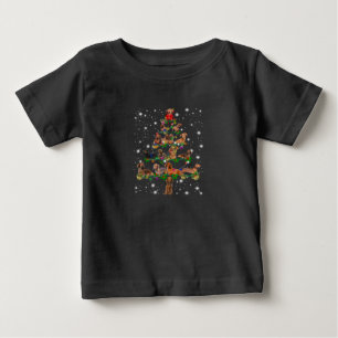Dachshund Christmas Tree Covered By Flashlight Baby T-Shirt