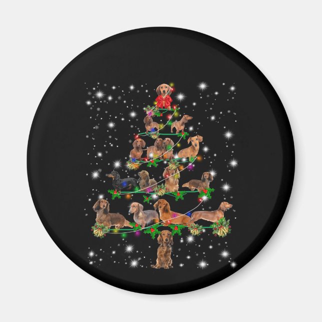 Dachshund Christmas Tree Covered By Flashlight Magnet (Front)