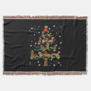 Dachshund Christmas Tree Covered By Flashlight Throw Blanket