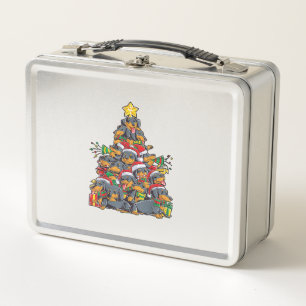 Dachshund Christmas Tree Dog Santa Xmas Boys Girls Metal Lunch Box
