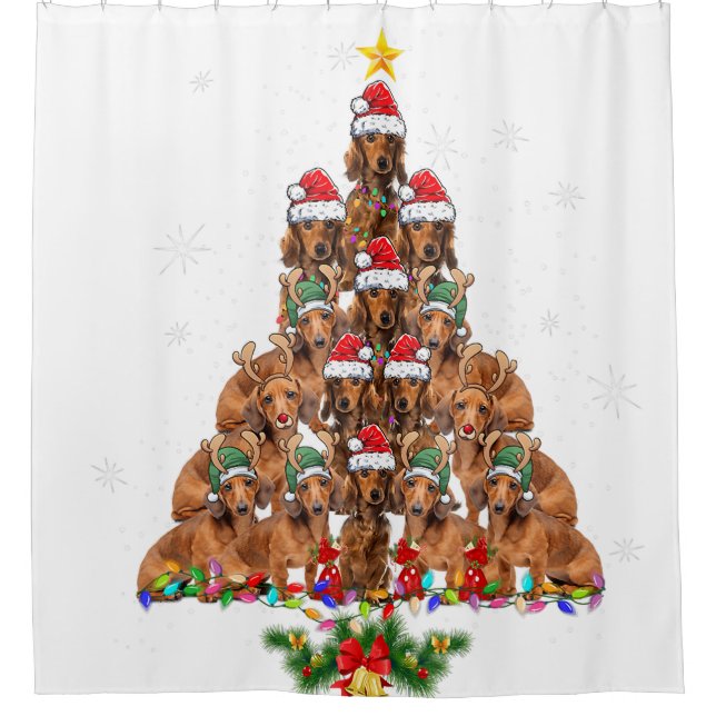 Dachshund Christmas Tree Dog Xmas Lights Pajamas (Front)