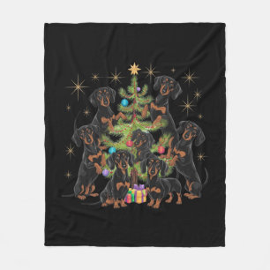 Dachshund Christmas Tree Fleece Blanket