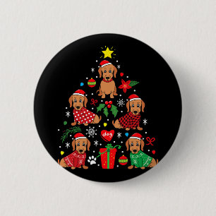 Dachshund Christmas Tree Ornament Funny Weenie Dog 2 Inch Round Button