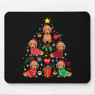 Dachshund Christmas Tree Ornament Funny Weenie Dog Mouse Pad