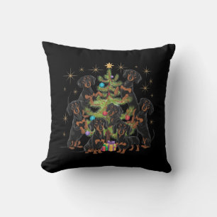 Dachshund Christmas Tree Throw Pillow
