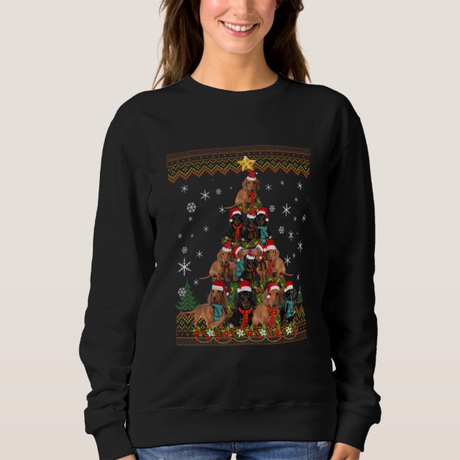 Dachshund Christmas Ugly Sweater Christmas Tree (Front)