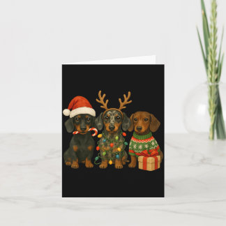 Dachshund Christmas Wiener Dog Santa Hat Weenie Card