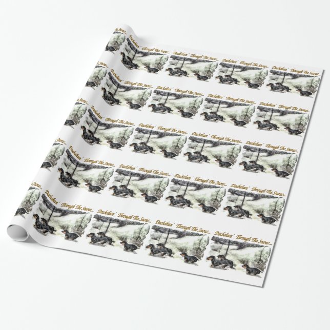 Dachshund Christmas Wrapping Paper (Unrolled)