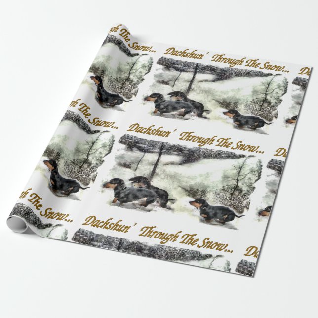 Dachshund Christmas Wrapping Paper (Unrolled)