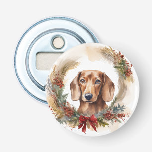 Dachshund Christmas Wreath Festive Pup  Bottle Opener