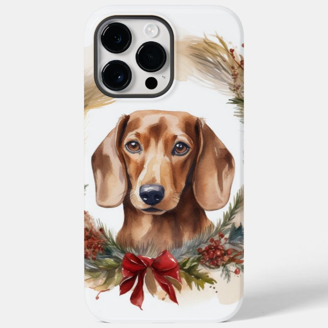 Dachshund Christmas Wreath Festive Pup  Case-Mate iPhone Case (Back)