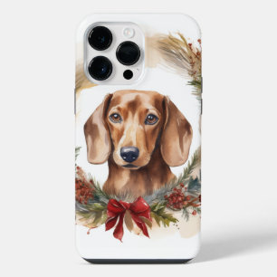 Dachshund Christmas Wreath Festive Pup  iPhone 14 Pro Max Case