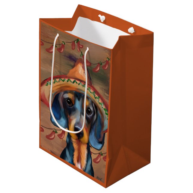 Dachshund Cinco de Mayo Medium Gift Bag (Front Angled)